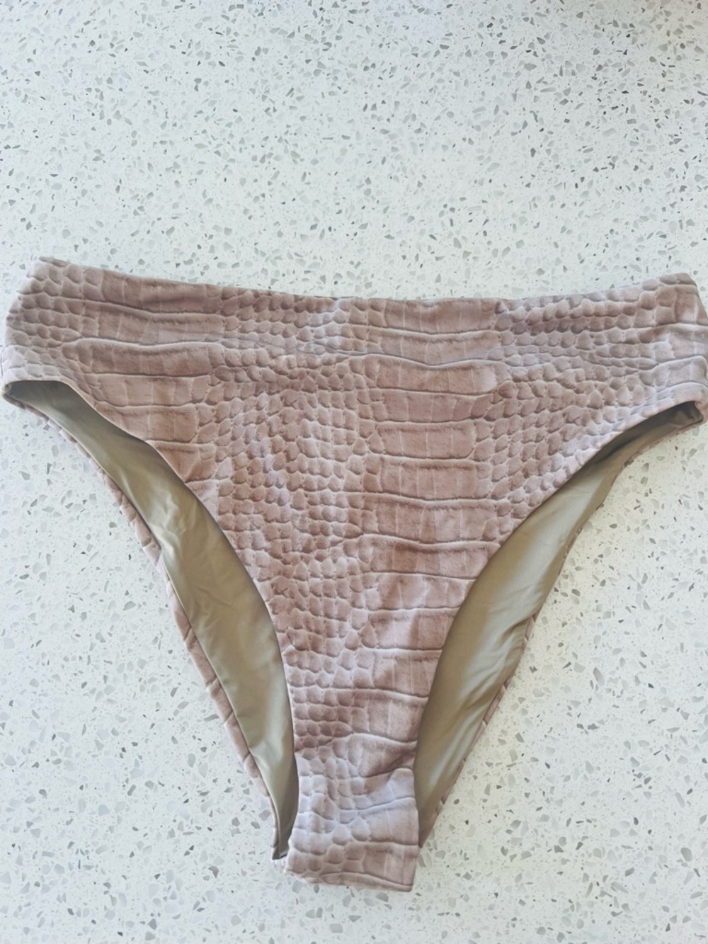 SKIMS Signature Swim Bikini Bottom Dune Crocodile Print - Women’s Large NWT
